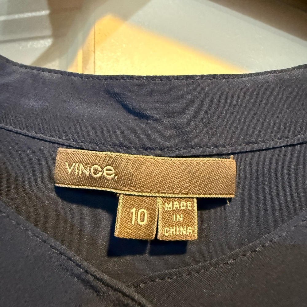 Vince Deep Blue Women's Silk Blouse Size 10 - Picture 5 of 6